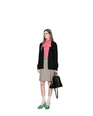 Wool cardigan with detachable rose