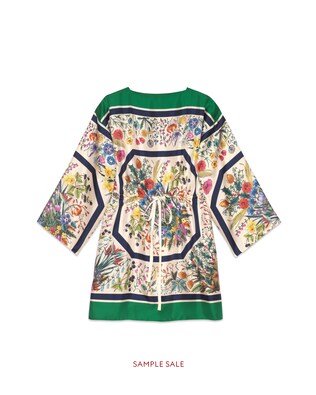 Silk kaftan with floral print
