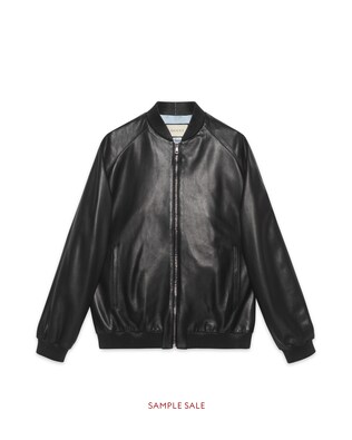 Leather bomber with Paramount logo