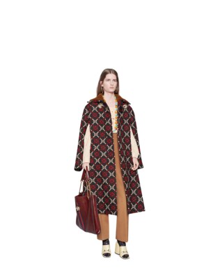 GG diamond wool cape coat