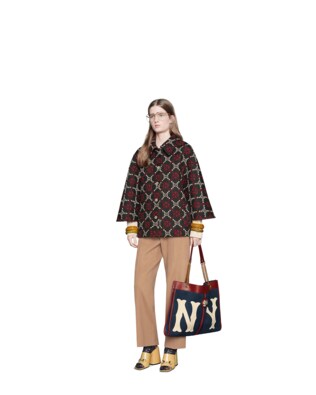 GG diamond wool cape coat