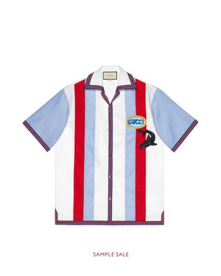 Oxford bowling shirt with patches