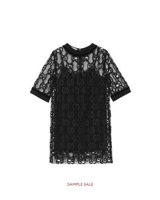 GG leather macramé dress