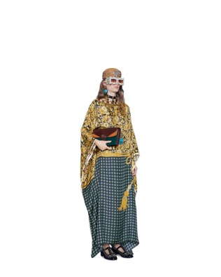 Oversize tunic dress with flowers and tassels
