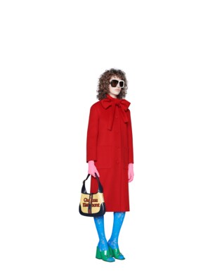 Wool coat with self-tie