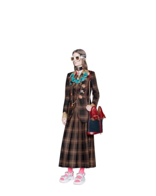 Tartan wool maxi skirt