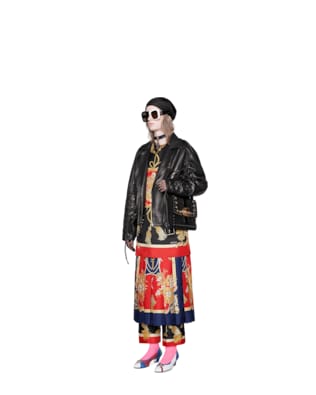 Silk skirt with flowers and tassels print