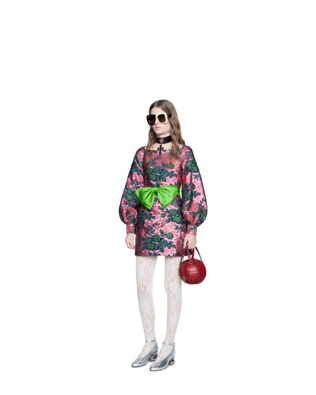 Floral jacquard mini dress