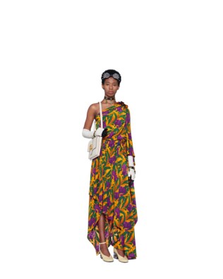 Silk dress with flowers