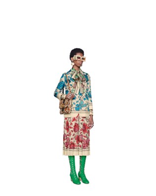 Silk jacket with watercolor flowers