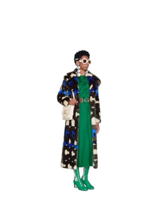 Gucci stripe faux fur coat