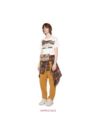 Oversize T-shirt with Gucci logo and leopard