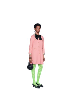 Wool coat with bow