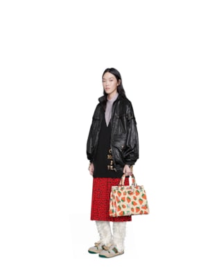 Gucci Zumi Strawberry print medium top handle bag