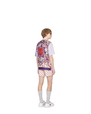 Oxford cotton and silk bowling shirt
