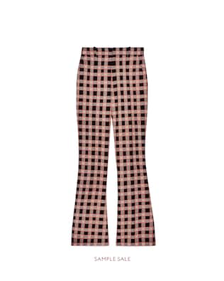 Check tweed flare trousers 