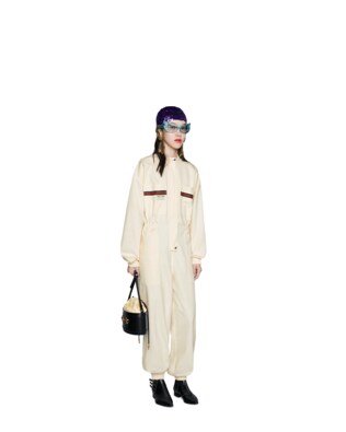 Cotton jumpsuit with Gucci label