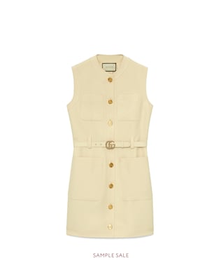 Cady silk wool vest with Double G