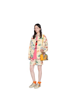 Padlock GG Flora small bamboo shoulder bag
