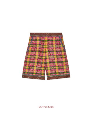 Check tweed shorts with silk trims