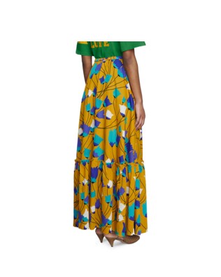 tulip print cotton linen skirt